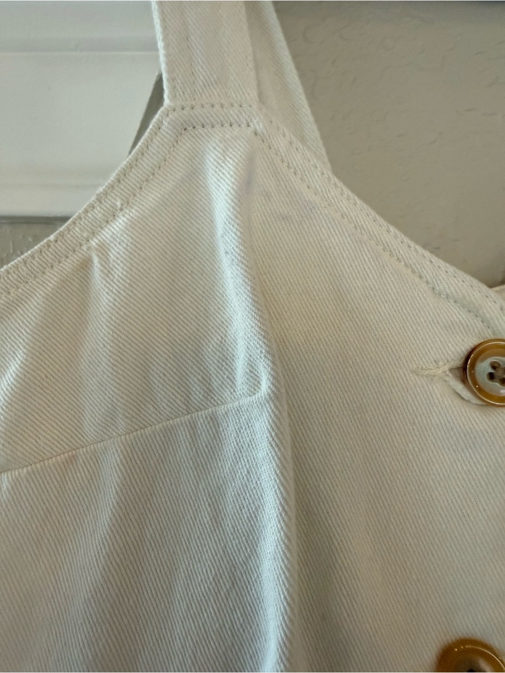Cream denim Button-Front dress - Picture 3 of 5